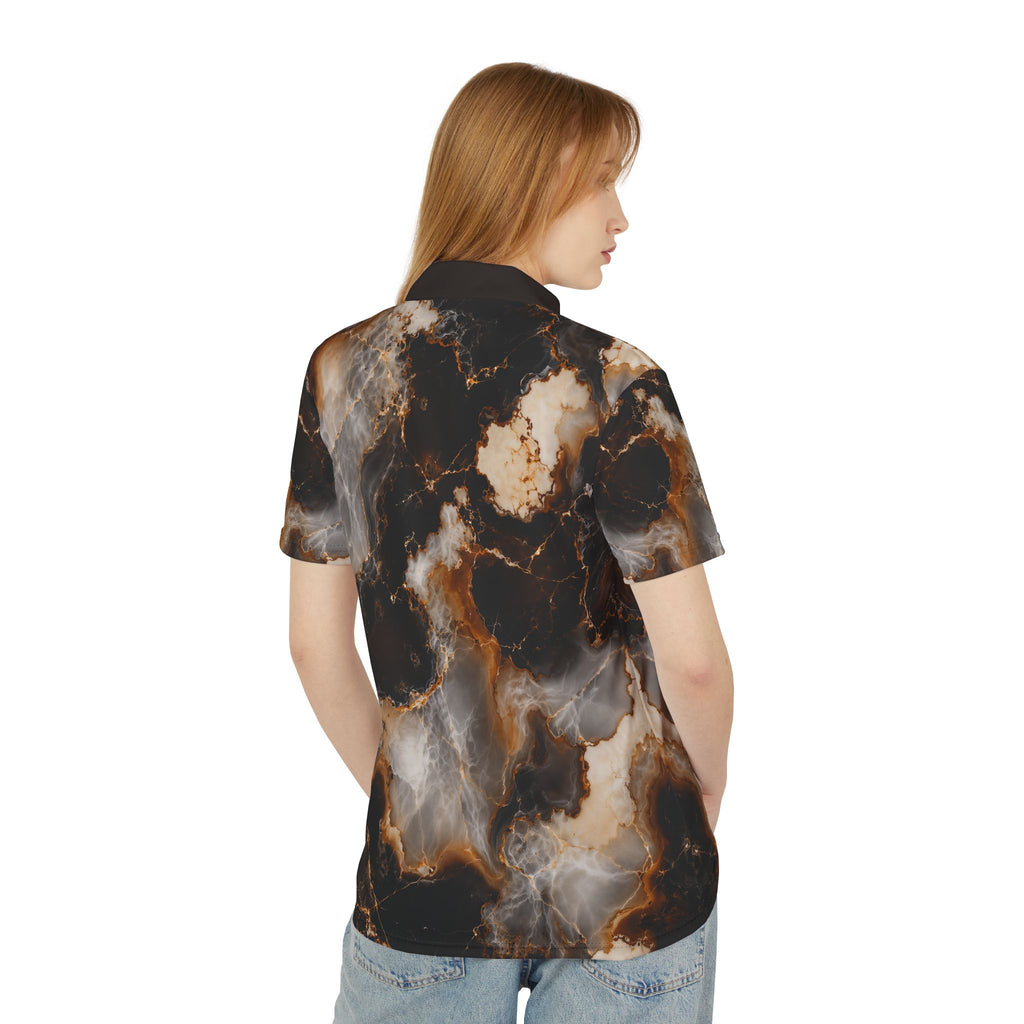 Smoky Opal Pattern Polo Shirt Black Brown