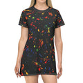 Neon Opal Confetti Pattern T-Shirt Dress