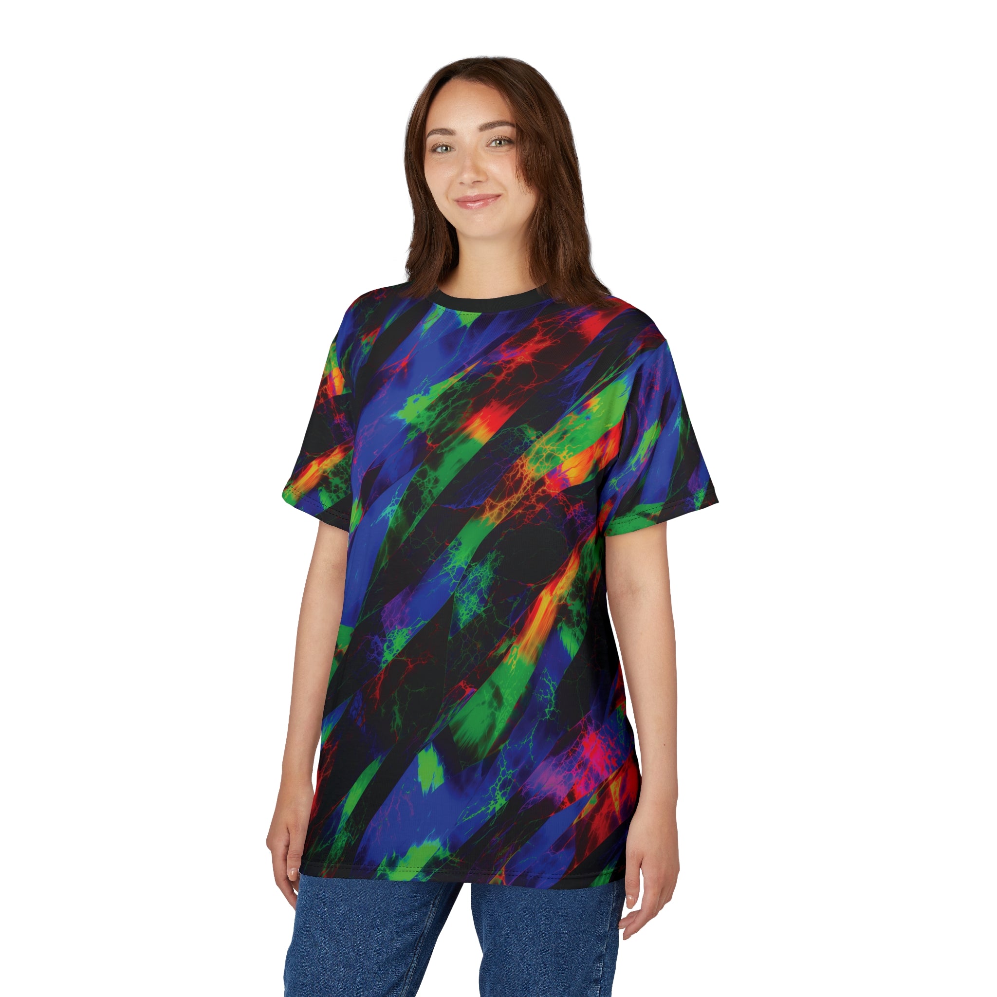 Voltage Rift Tee Neon Splash Cut & Sew T-Shirt