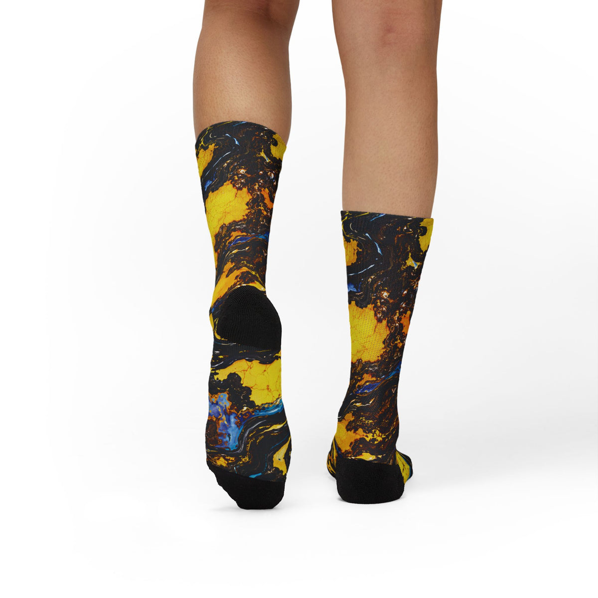 Socks, The Coolest Golden Swirl Art Crew Socks