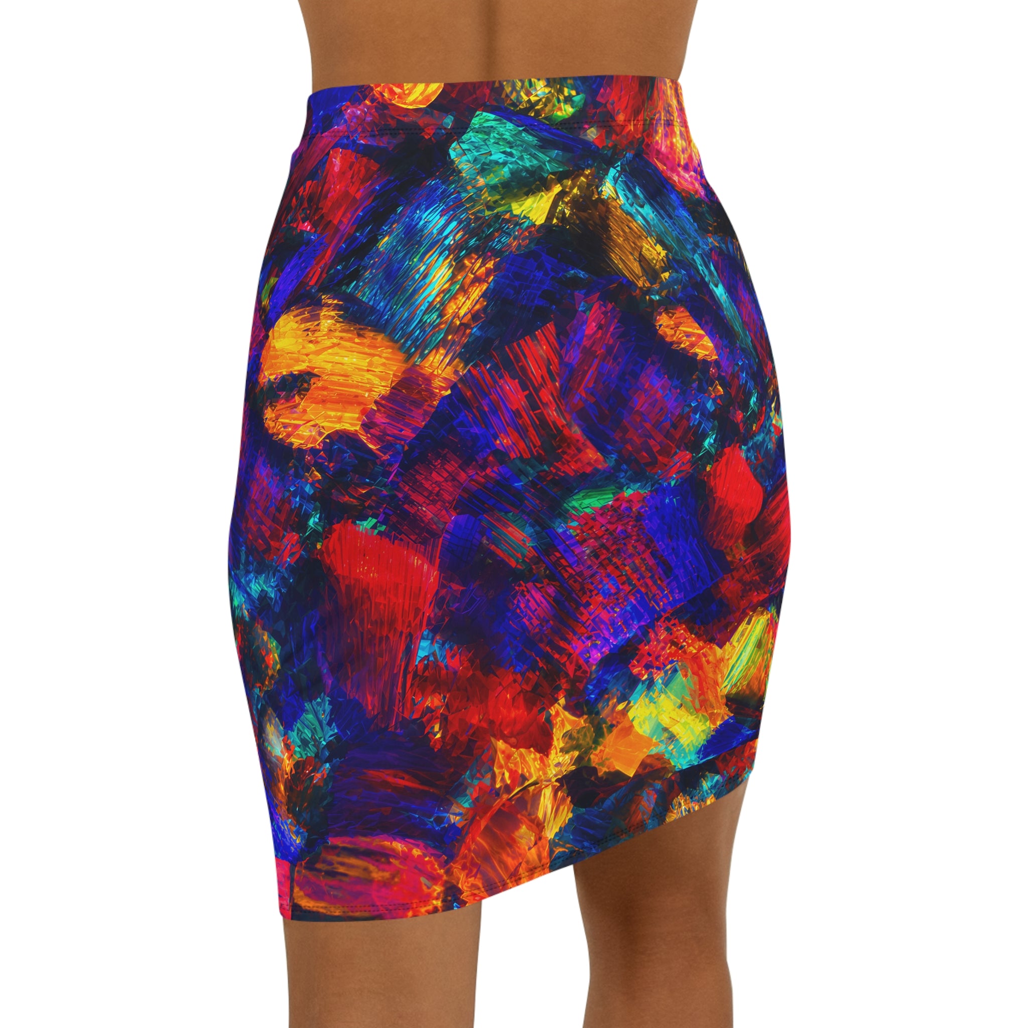 Pencil Skirt Opal Colorful Brushstroke Print