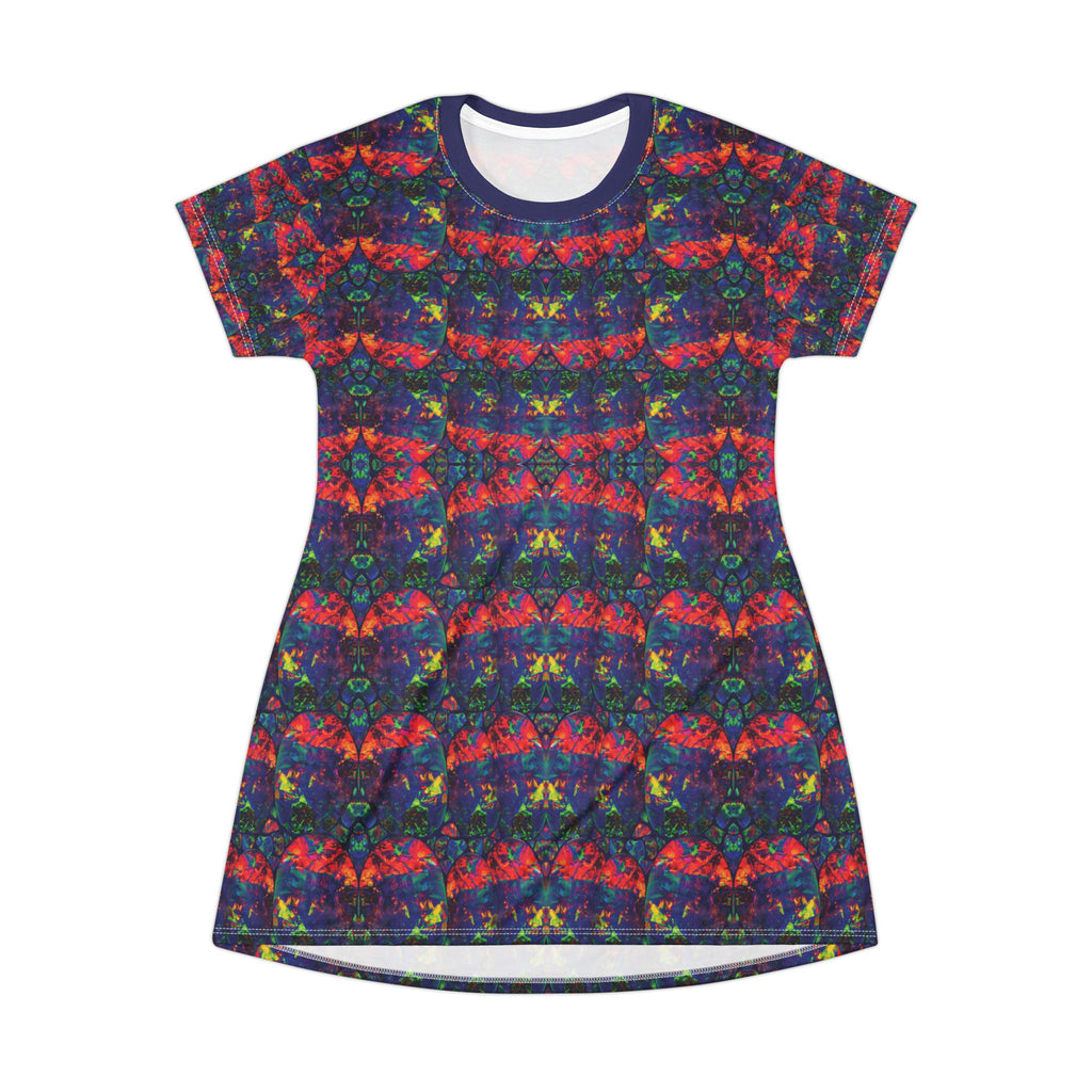 Opal Kaleidoscope Floral Pattern T-Shirt Dress All-Over Print