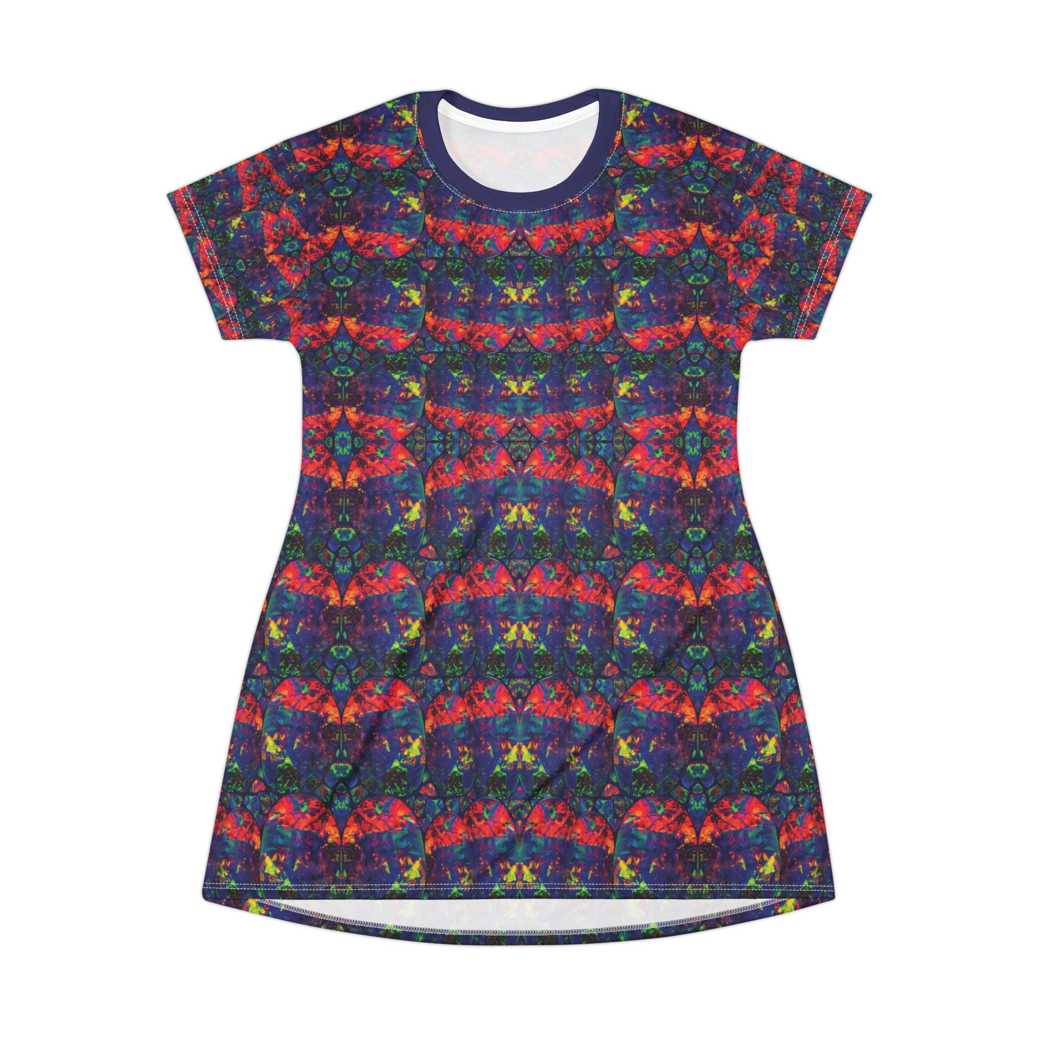 Opal Kaleidoscope Floral Pattern T-Shirt Dress All-Over Print