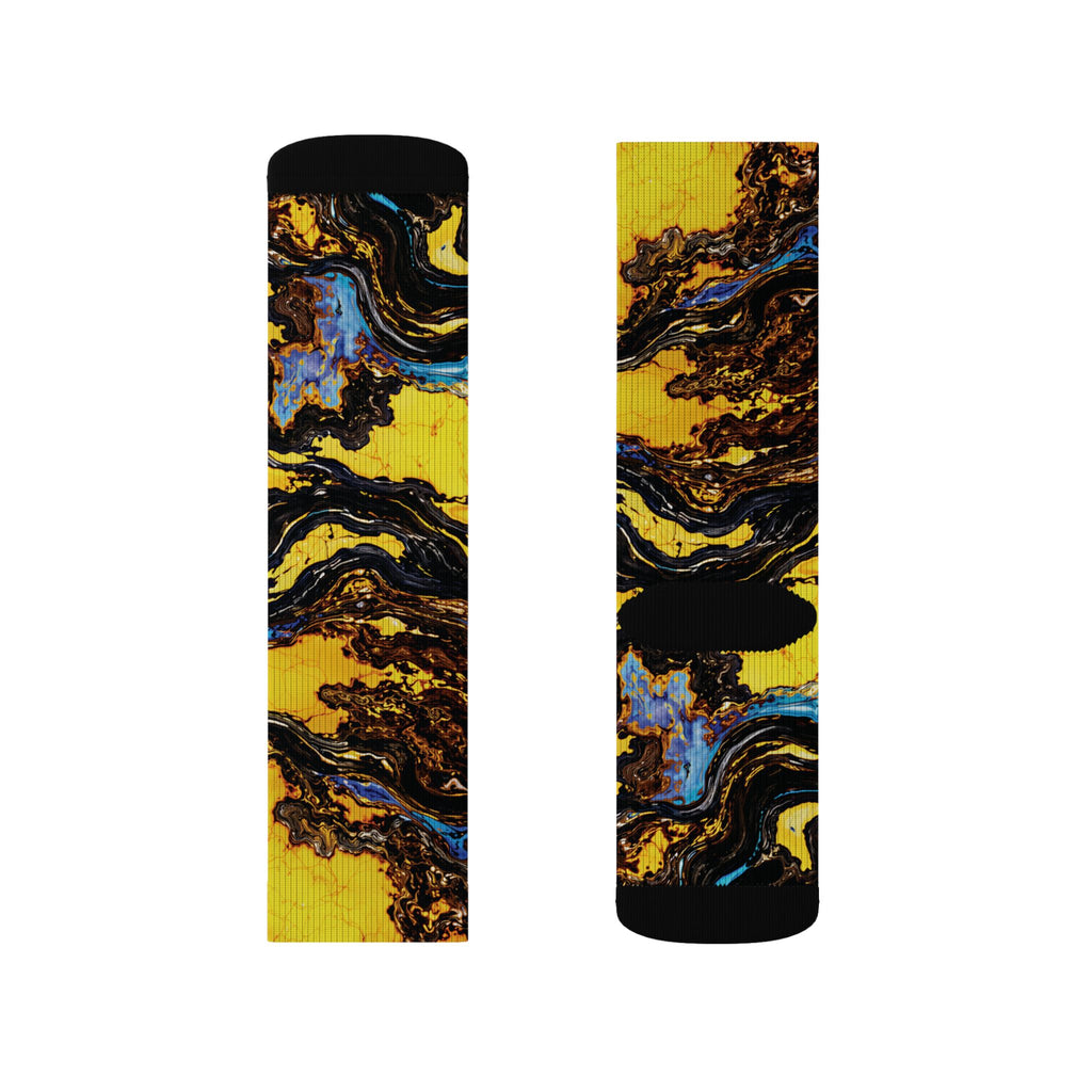 Socks, The Coolest Golden Swirl Art Crew Socks