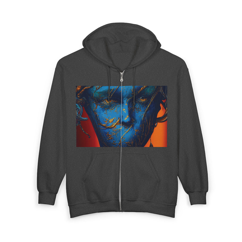 Blue Phantom Full-Zip Art Hoodie Sweatshirt