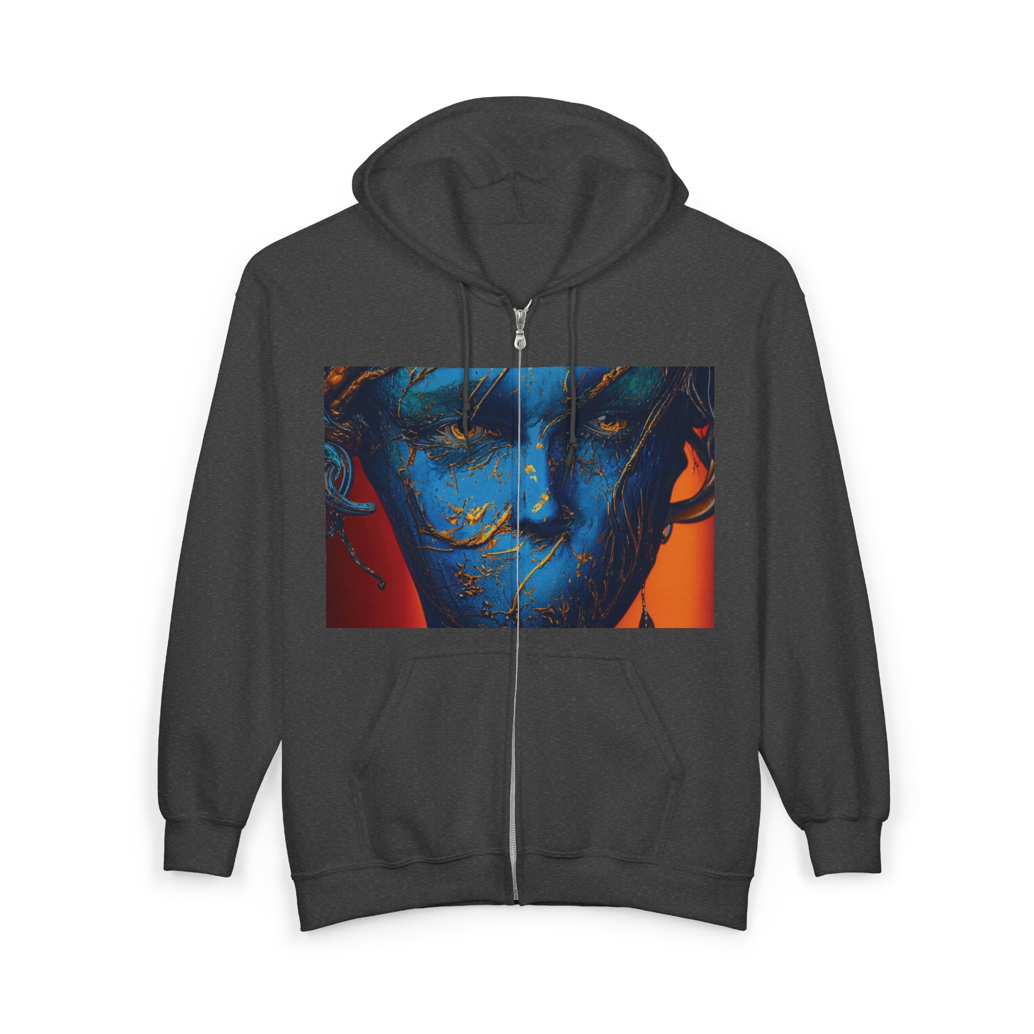 Blue Phantom Full-Zip Art Hoodie Sweatshirt