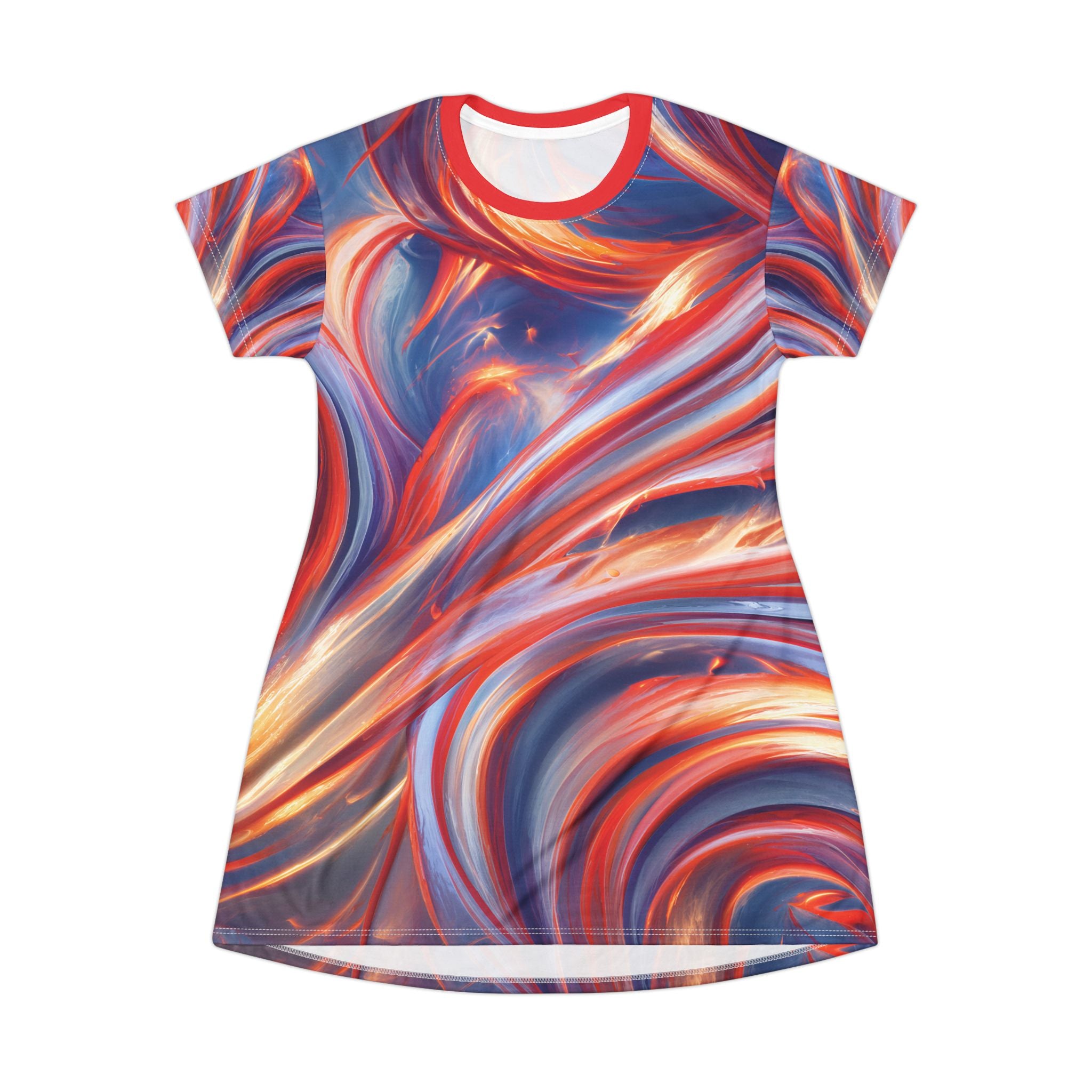 Opal Red Blue Swirl T-Shirt Dress