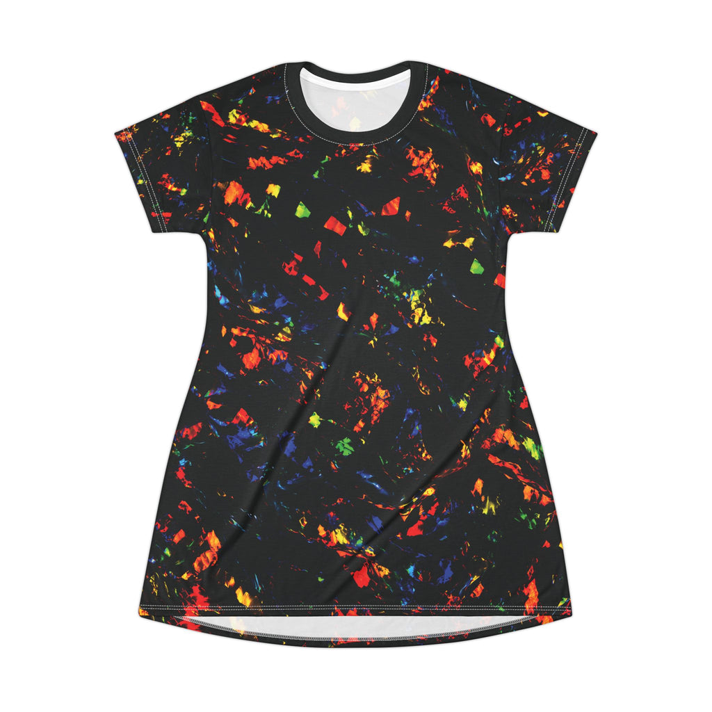 Neon Opal Confetti Pattern T-Shirt Dress