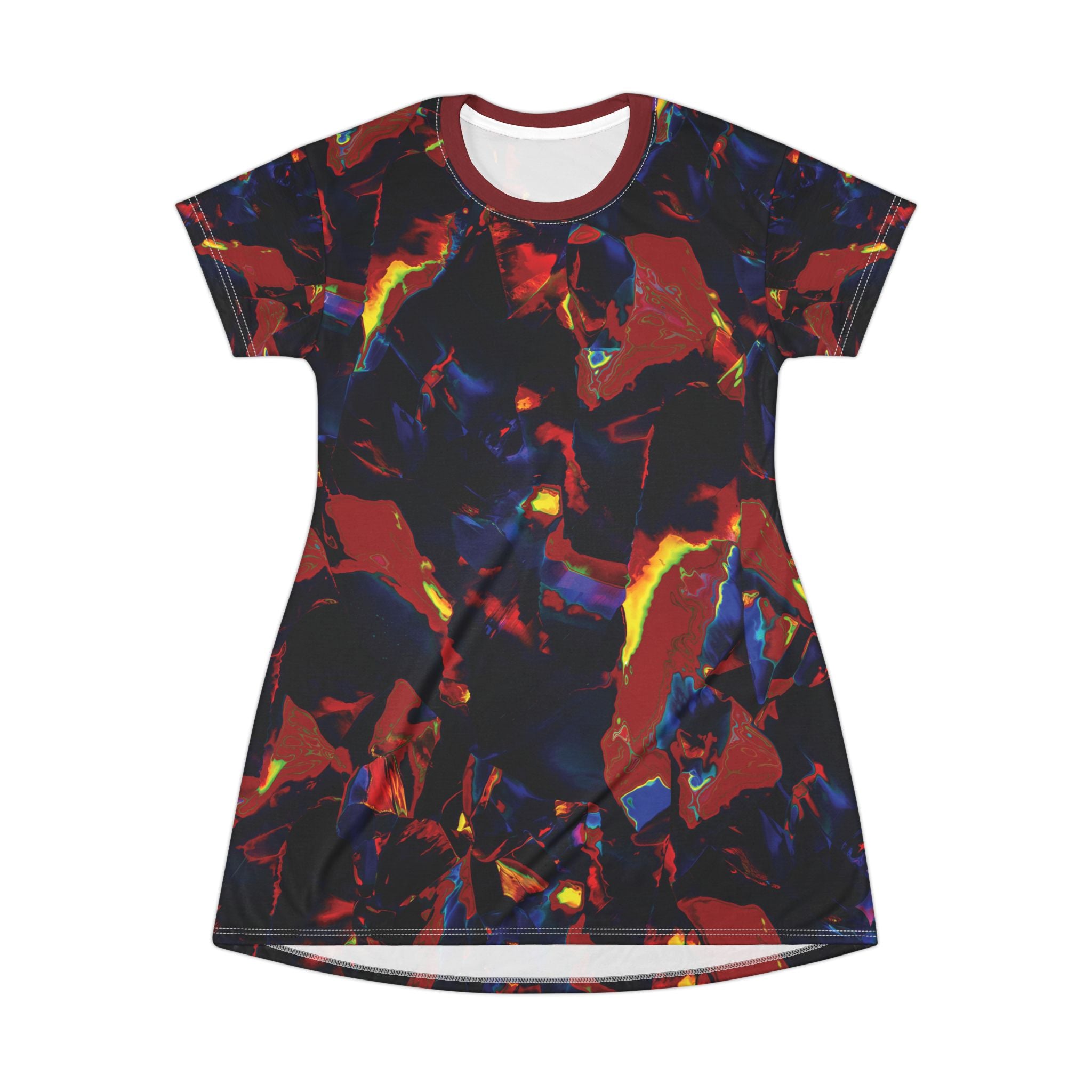 Black Opal Red Blue Lava T-Shirt Dress