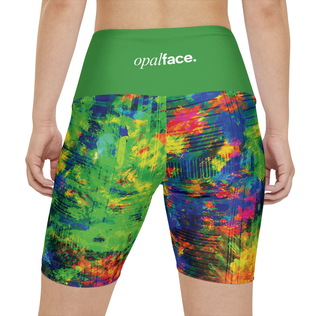 Street Surge High-Waist Opal Workout Shorts — Women's Active Biker Shorts