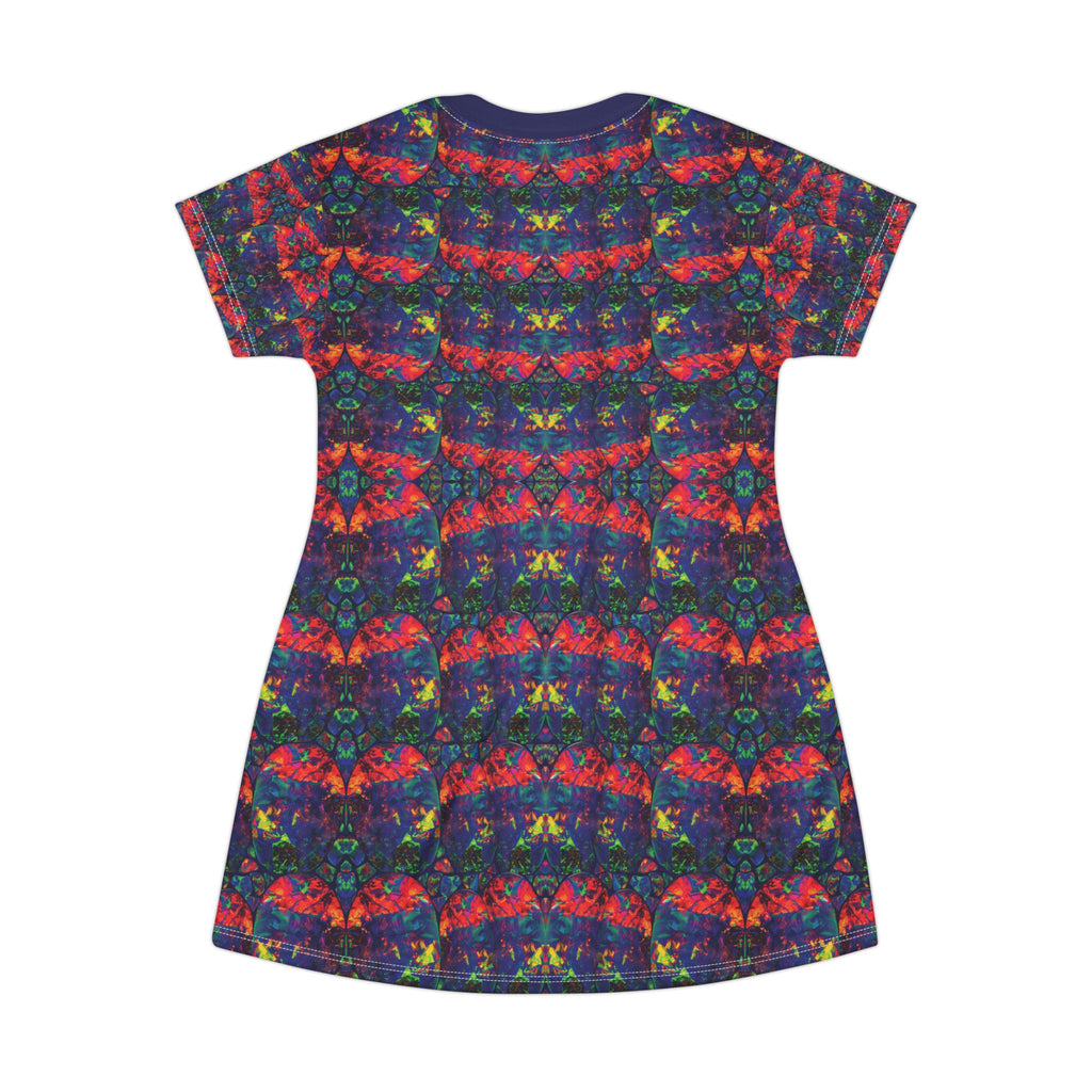 Opal Kaleidoscope Floral Pattern T-Shirt Dress All-Over Print