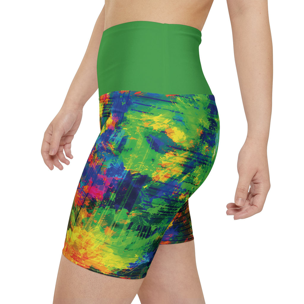 Street Surge High-Waist Opal Workout Shorts — Women's Active Biker Shorts