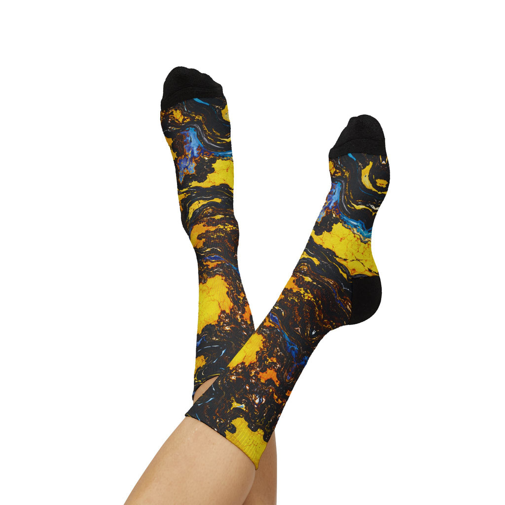 Socks, The Coolest Golden Swirl Art Crew Socks