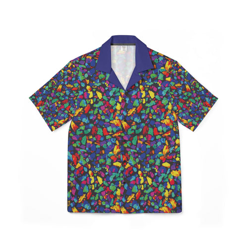 Hawaiian Camp Shirt, Not Here To Behave Opal Mosaic Button Top