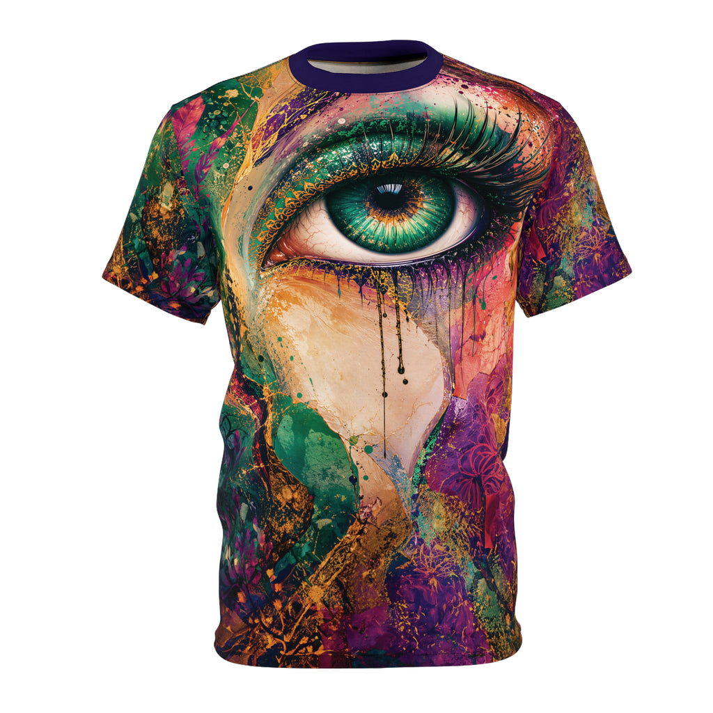 Cut & Sew Opal Teal Eye Artwork T-Shirt All-Over Print