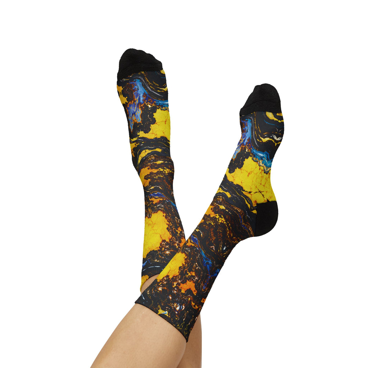 Socks, The Coolest Golden Swirl Art Crew Socks