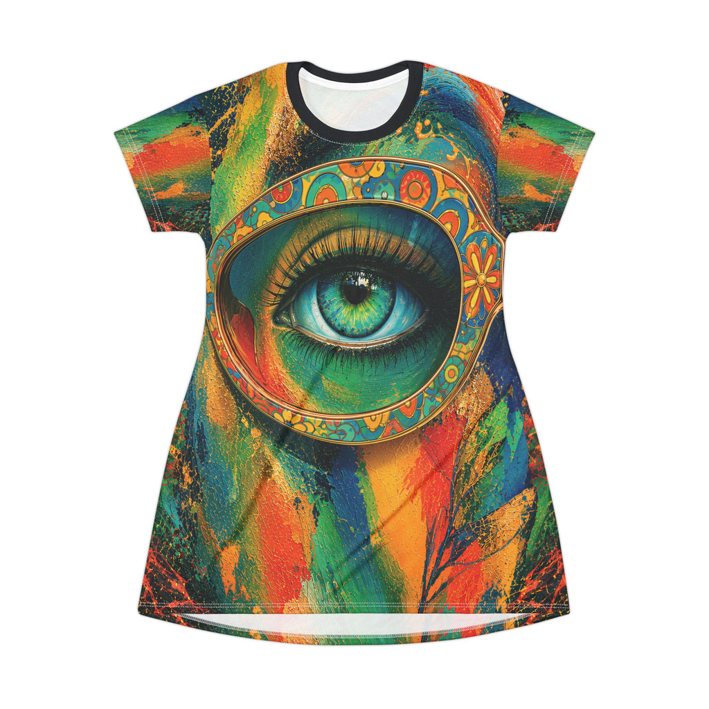 Opal Mystic Green Eye Illustration T-Shirt Dress