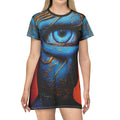 Opal Blue Mystic Eye T-Shirt Dress Surreal Abstract Face