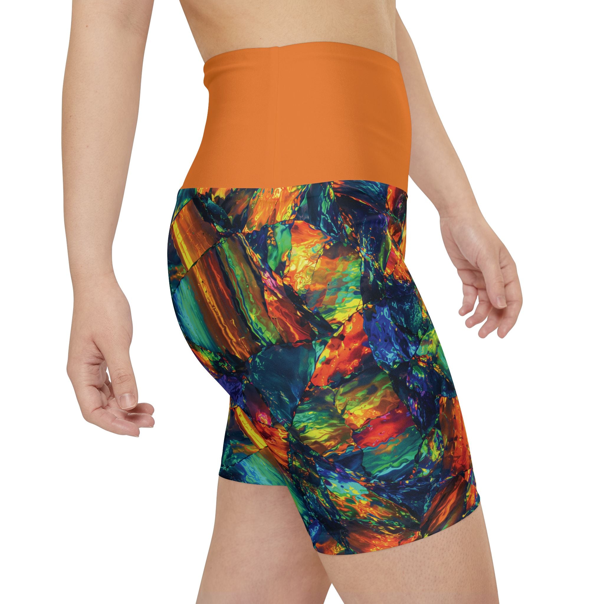 Prism Blaze High-Waist Workout Shorts Athletic Bike Shorts