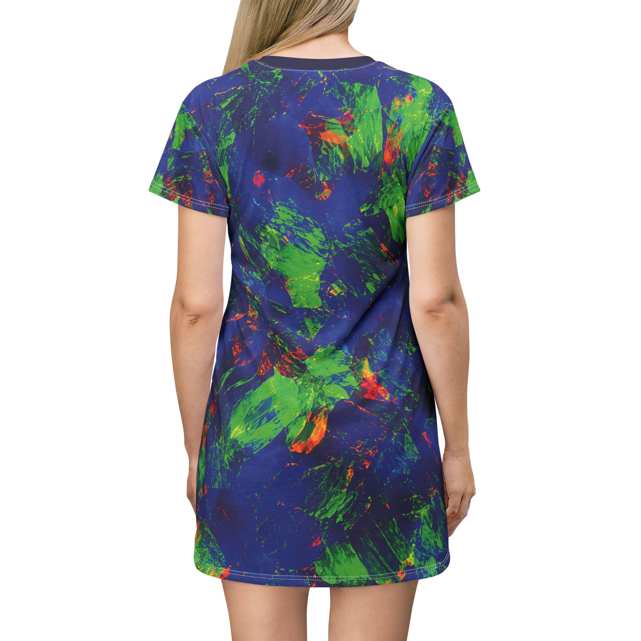 Neon Opal Paint Splash T-Shirt Dress Abstract All-Over Print