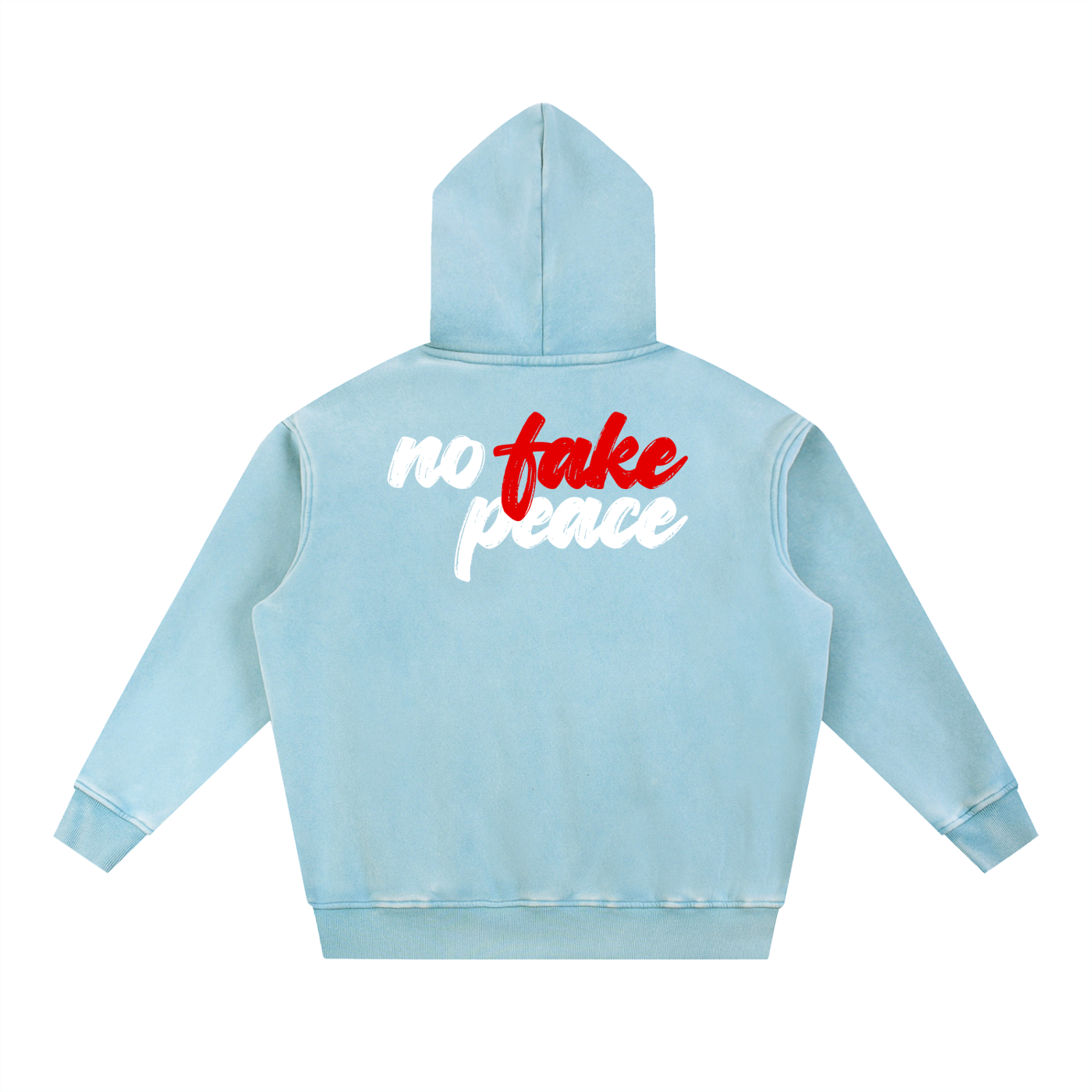 Not Basic Fit Culture Snow Wash Fleece Oversize Hoodie No Fake Peace 67