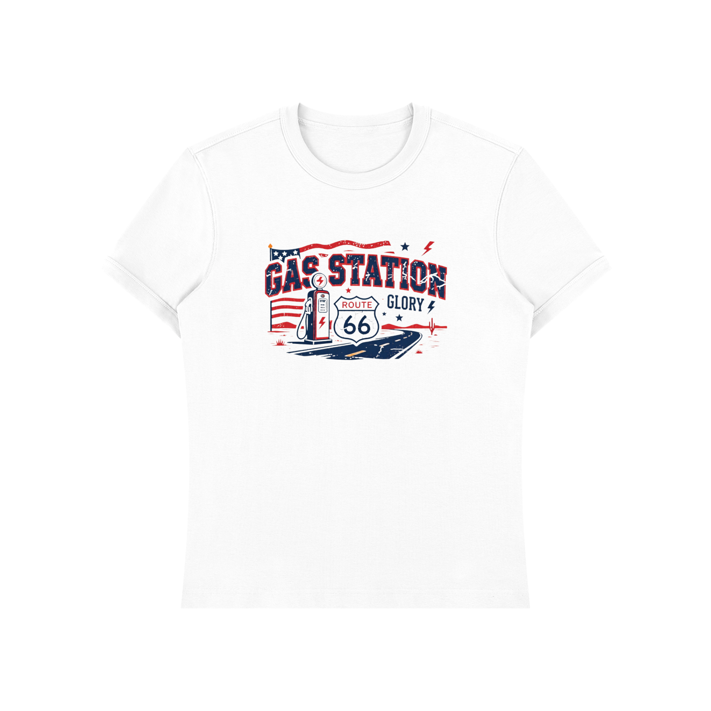 Not Basic Inventory Gas Station Glory Route 66 Stretch Tee Unisex Heavyweight Slim Fit T-Shirt