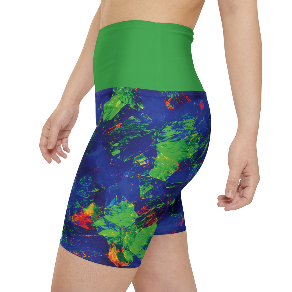 Verdant Voltage High-Waist Bike Workout Shorts