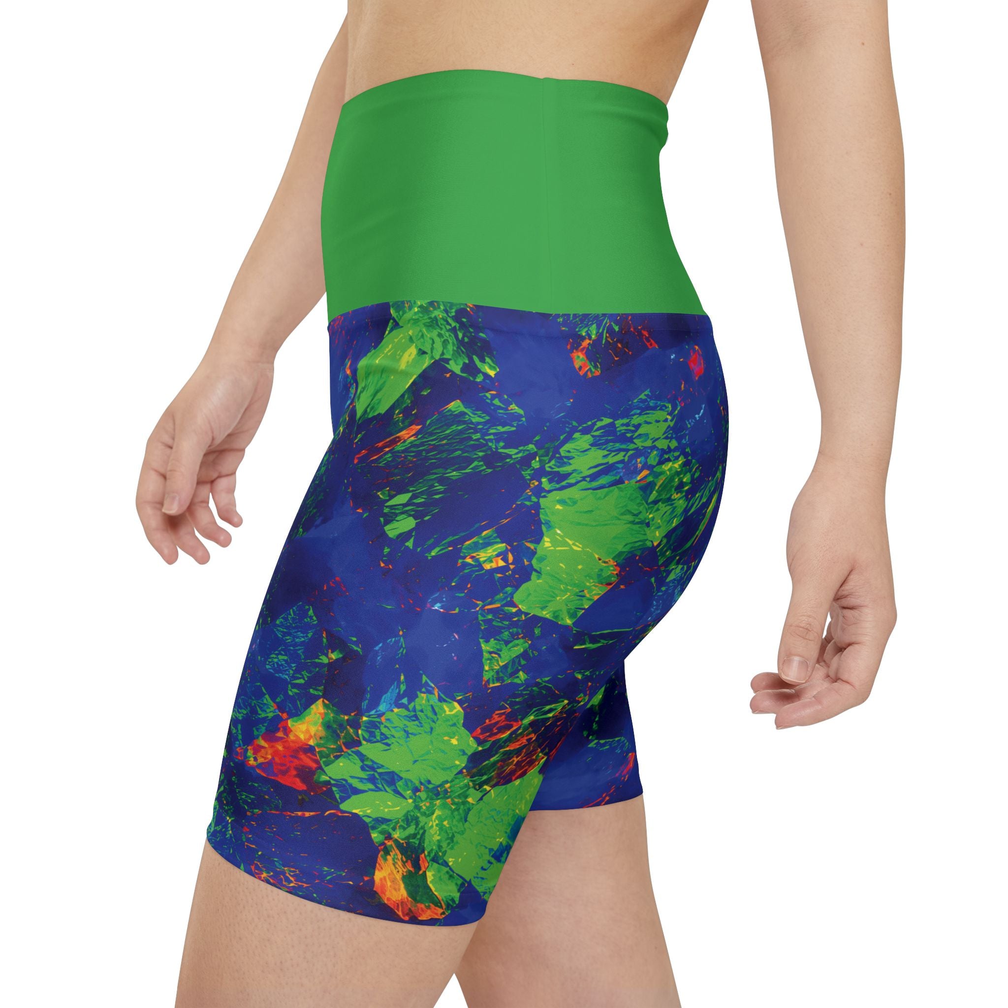 Verdant Voltage High-Waist Bike Workout Shorts