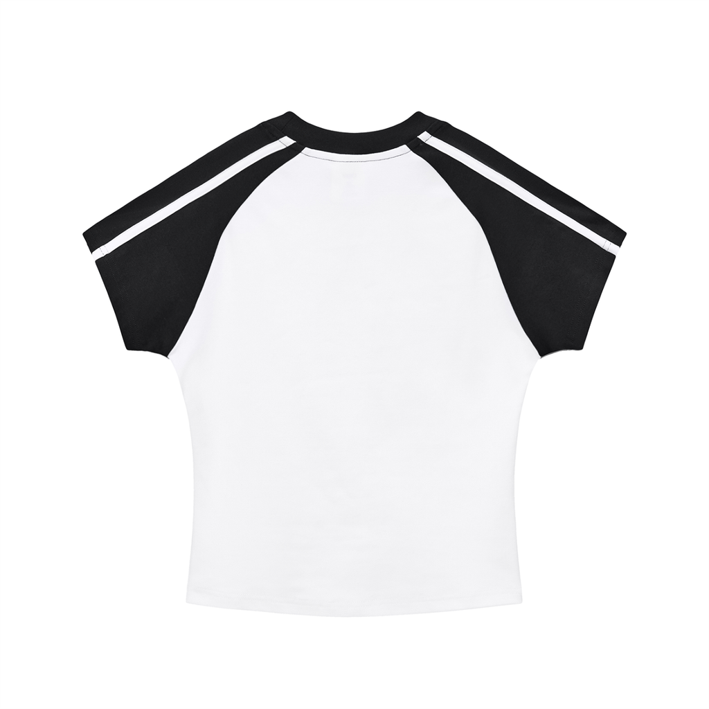 Not Mild Chasing Sunsets Contrast Stripes Bodycon Raglan Sleeve T-Shirt
