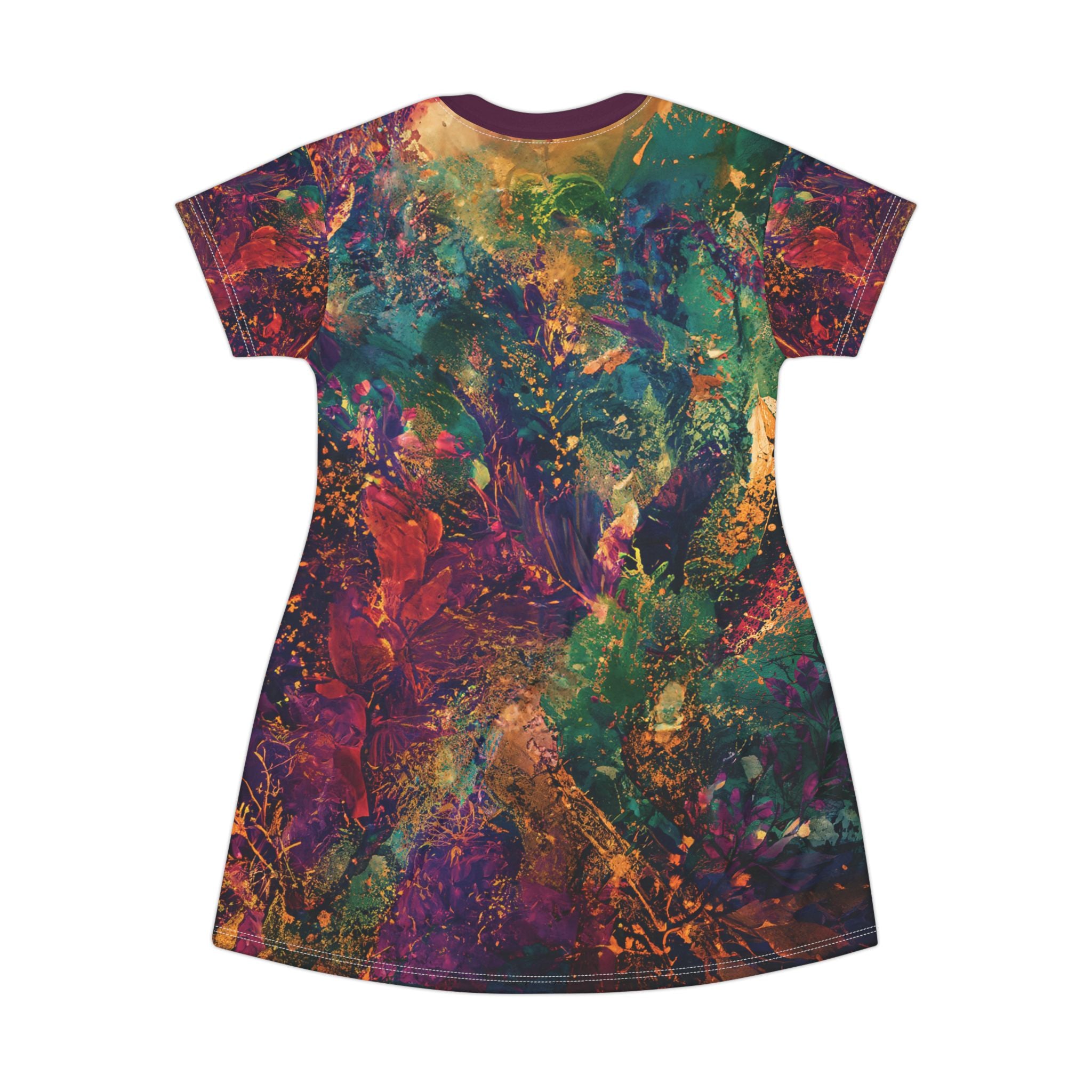 Opal Colorful Retro Woman Face T-Shirt Dress