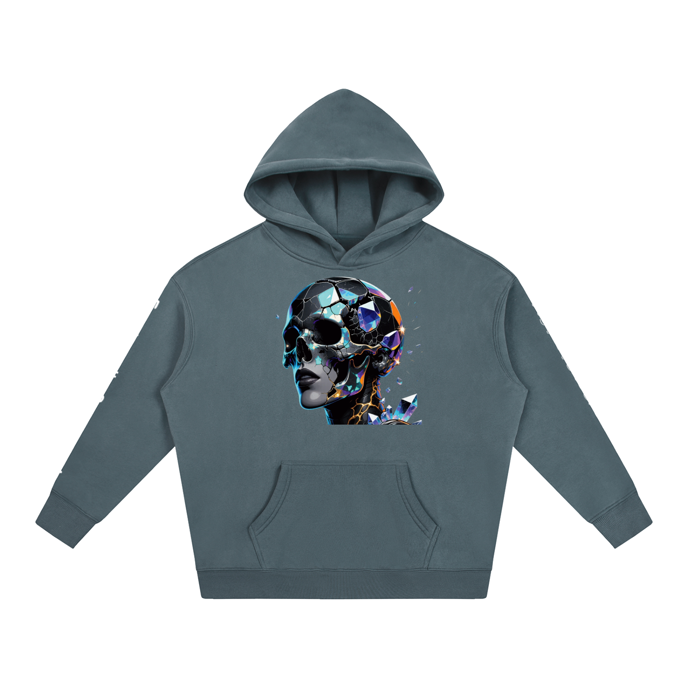 Not a Basic Sky Rebel Opal Skull Oversized Hoodie