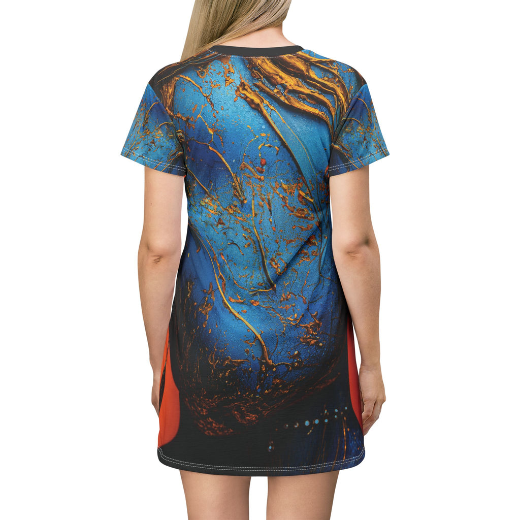 Opal Blue Mystic Eye T-Shirt Dress Surreal Abstract Face