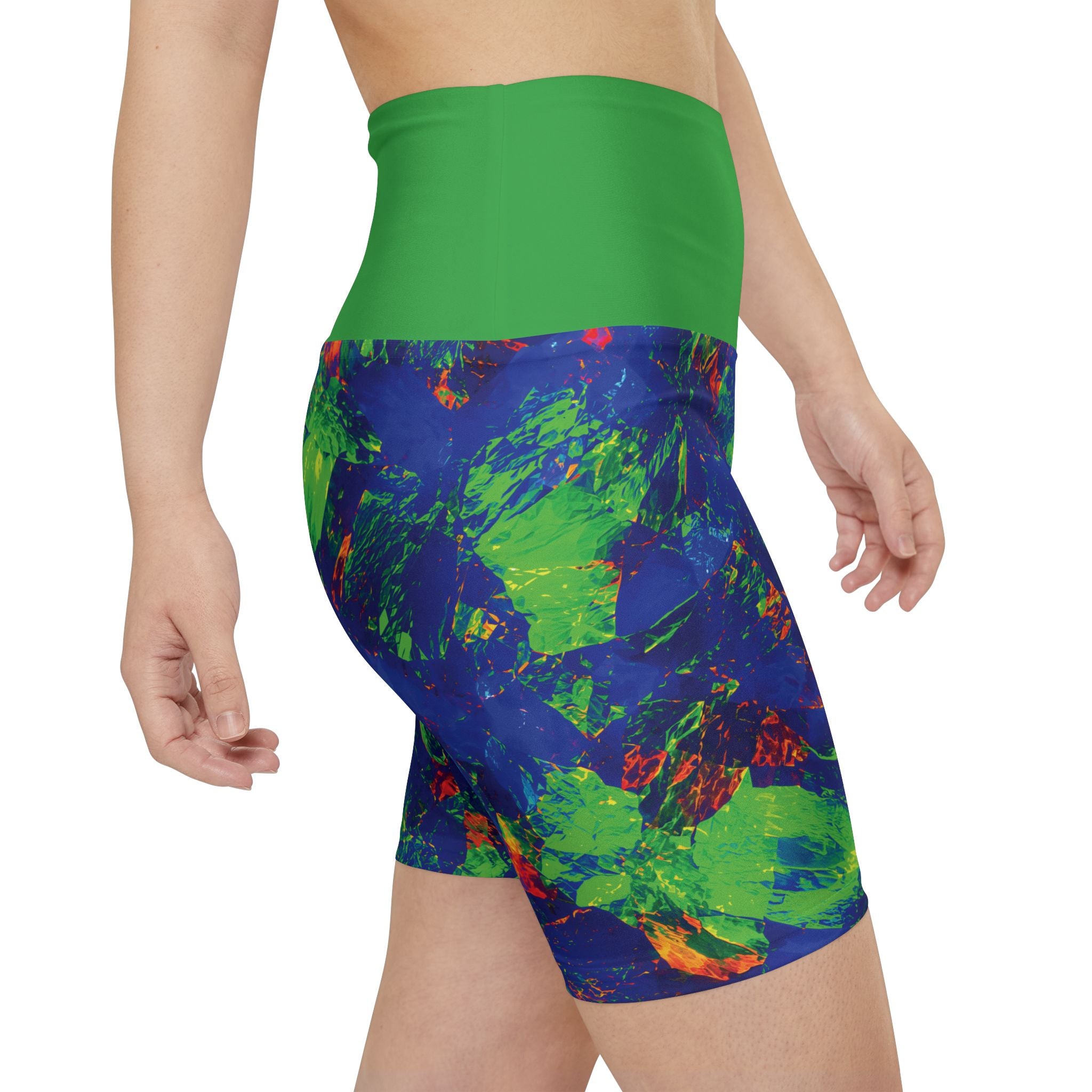 Verdant Voltage High-Waist Bike Workout Shorts
