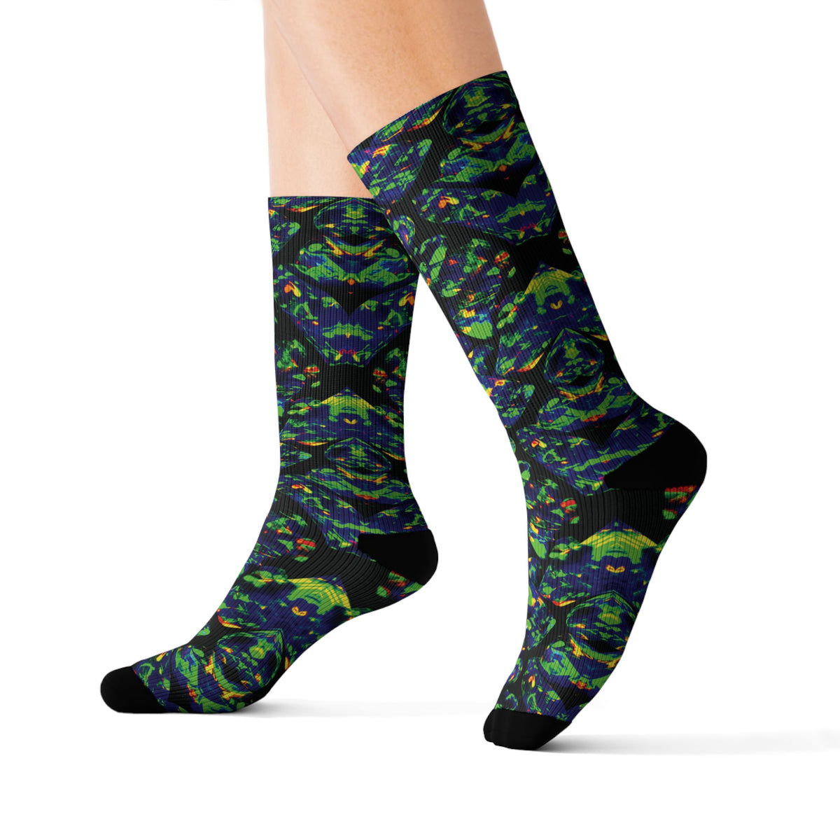 Socks, The Coolest Opal Green & Blue Patterned Crew Socks