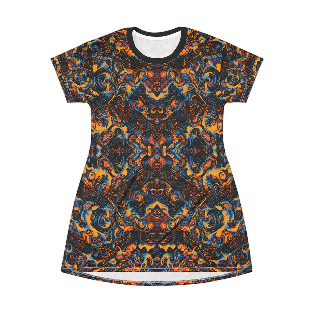 Abstract Opal Pattern T-Shirt Dress All-Over Print