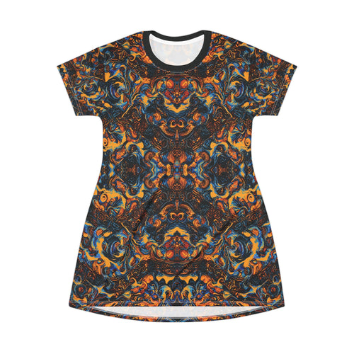 Abstract Opal Pattern T-Shirt Dress All-Over Print
