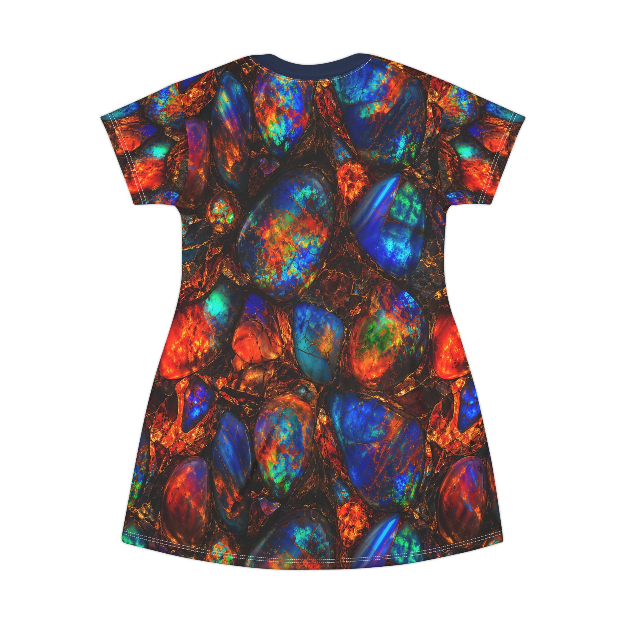 Opal Stones T-Shirt Dress Colorful Gemstone All-Over Print