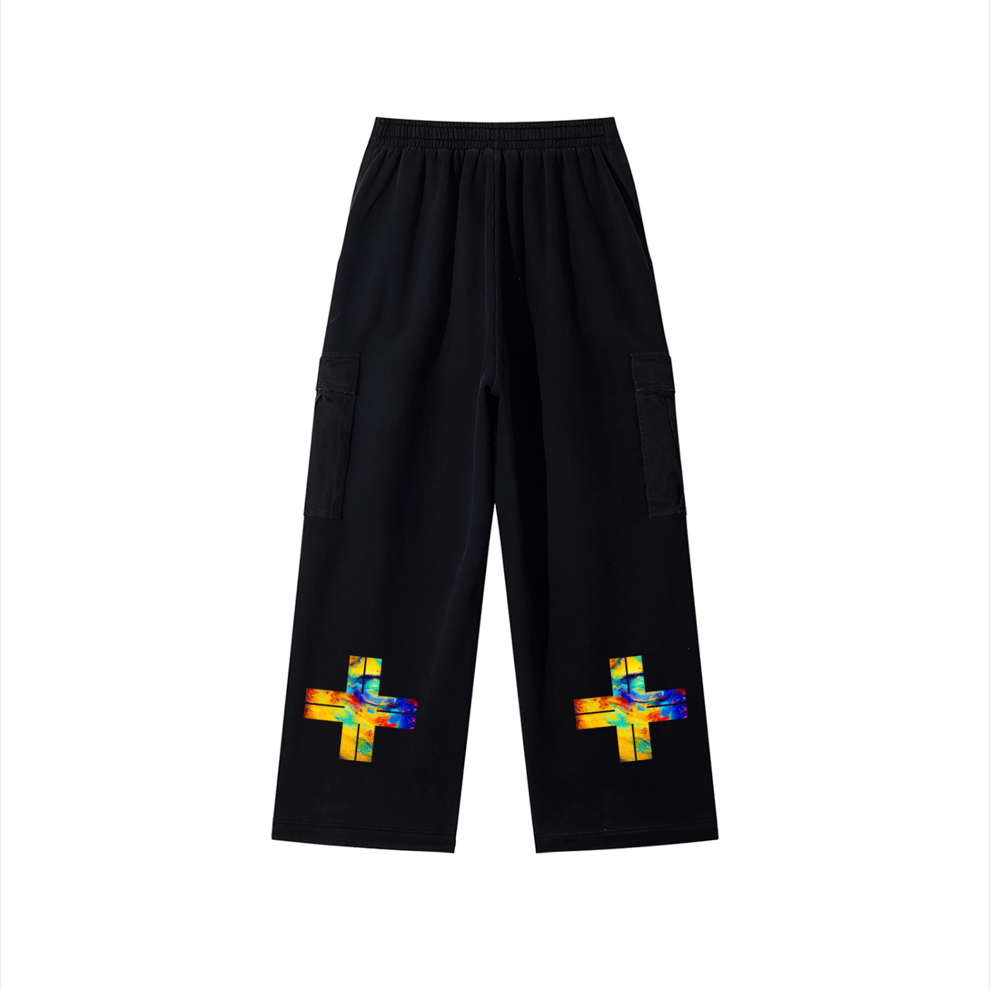 Not Following The Format Unisex Sunfade Washed Fleece Cargo Pants Opal Cross
