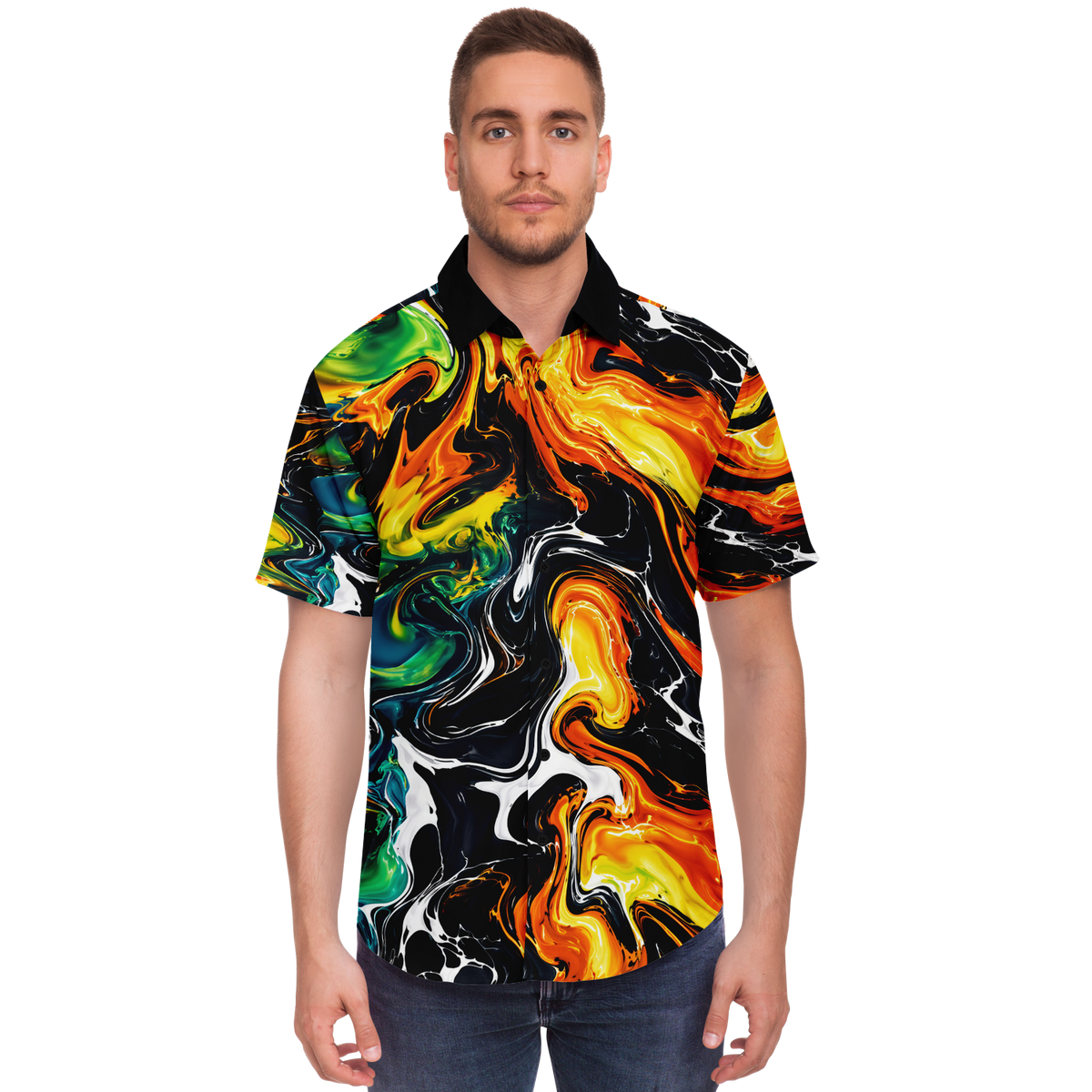 Short Sleeve Shirt, Not Your Normal Statement Shirt – Vibrant Graphic Button Down