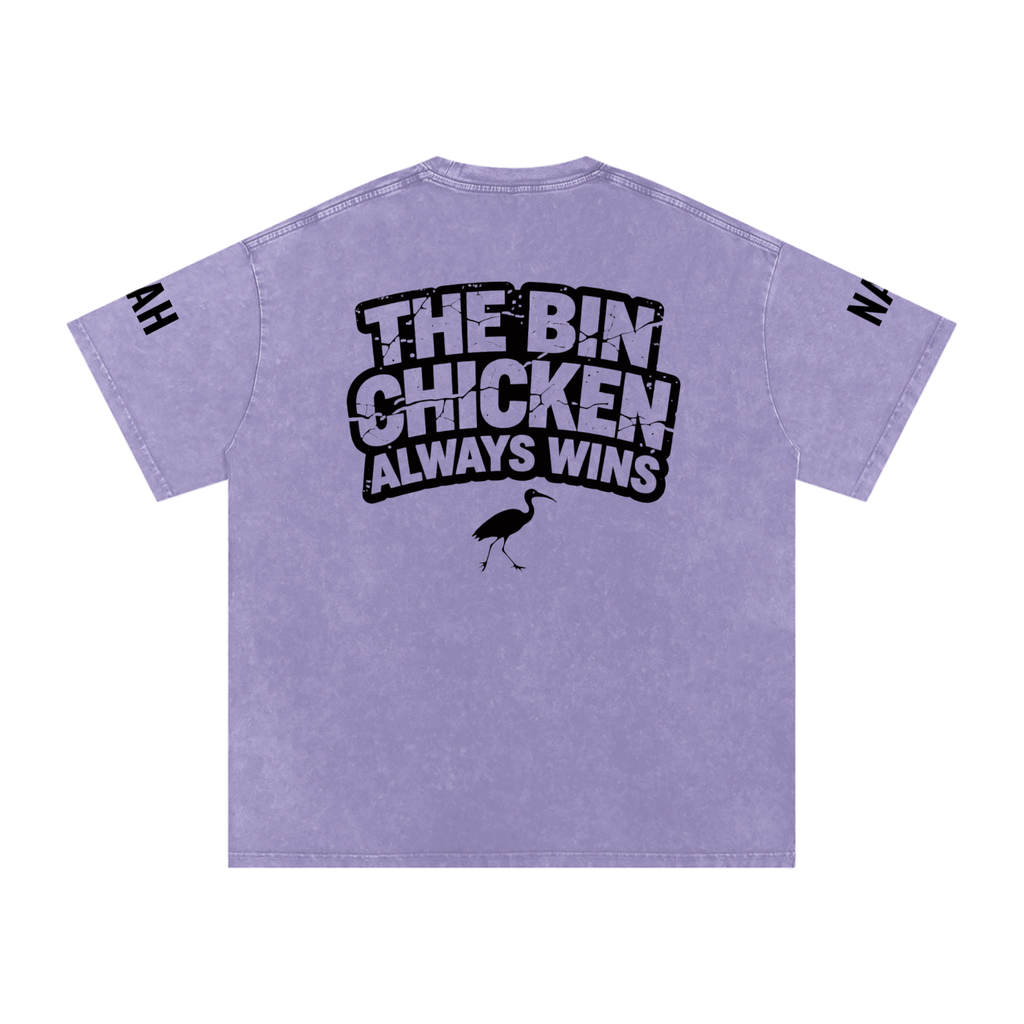 Not The Standard Snow Washed Oversized Cotton T-Shirt Bin Chicken Tee