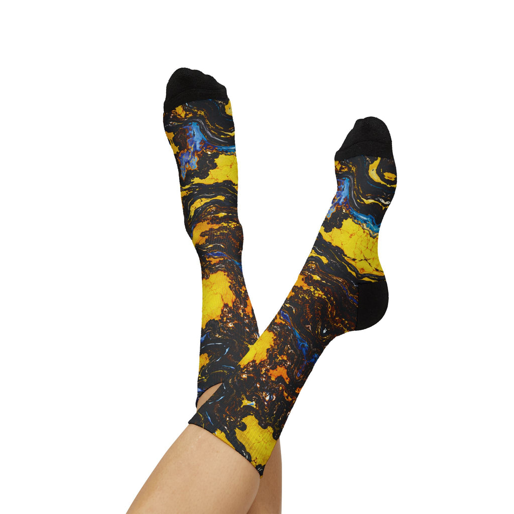 Socks, The Coolest Golden Swirl Art Crew Socks