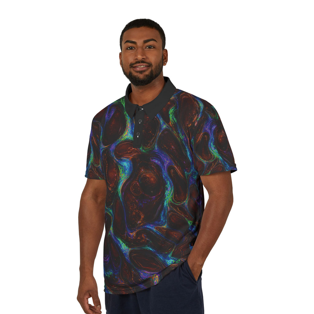 Koroit Nebula Polo Shirt — Dark Cosmic Swirl All-Over Print