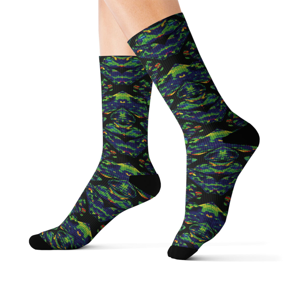 Socks, The Coolest Opal Green & Blue Patterned Crew Socks