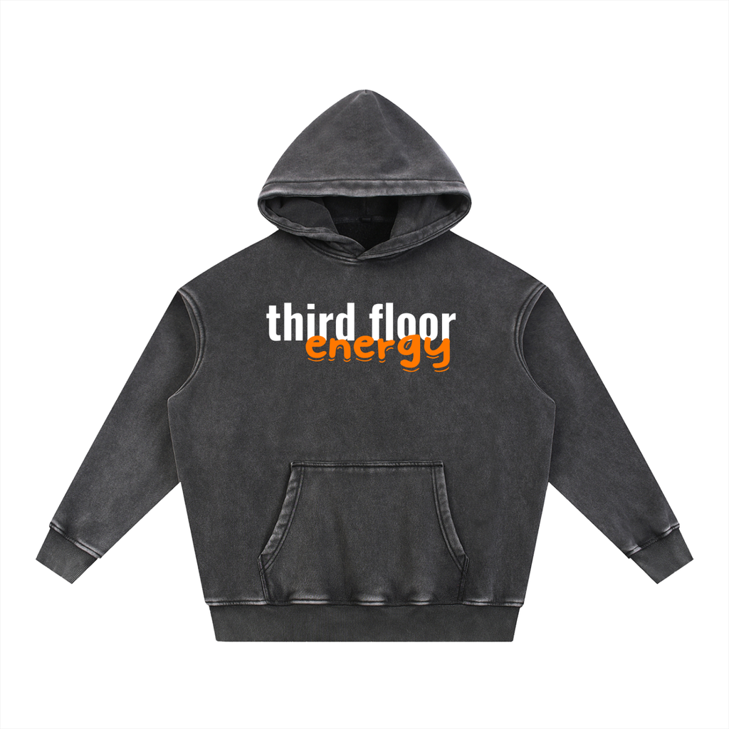 Not Calm Third Floor Energy Snow Wash Oversized Hoodie
