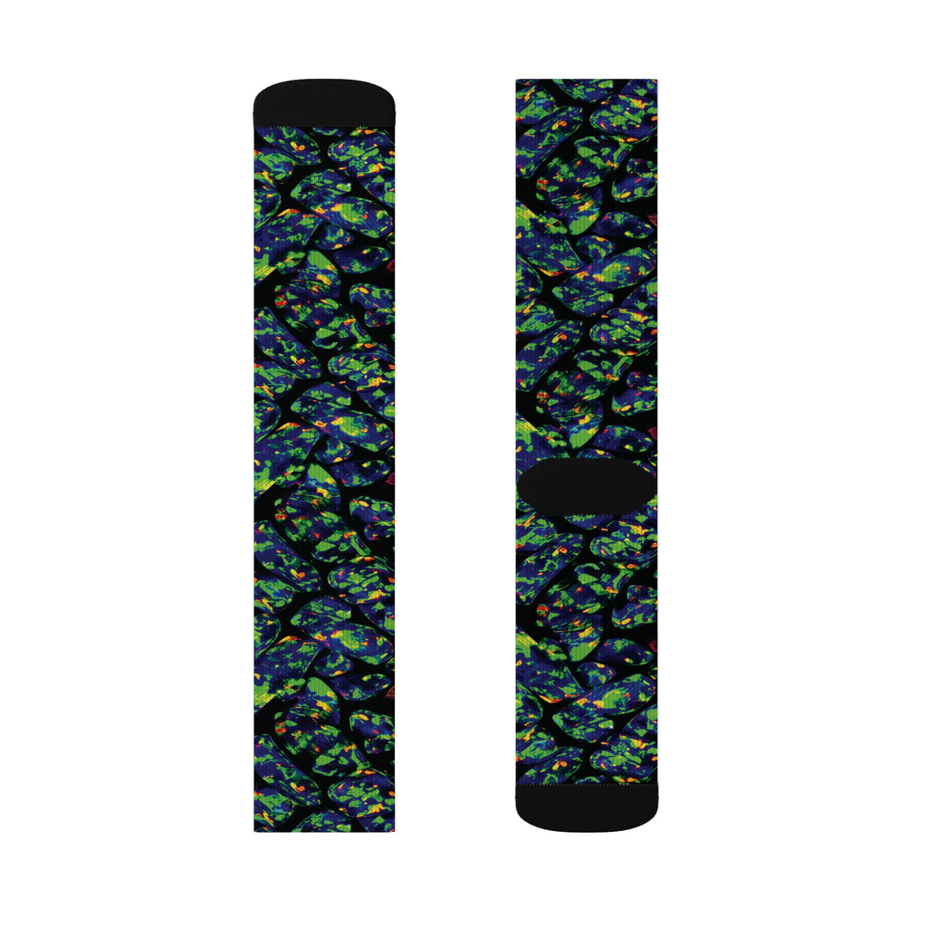 Socks, The Coolest Opal Green & Blue Patterned Crew Socks