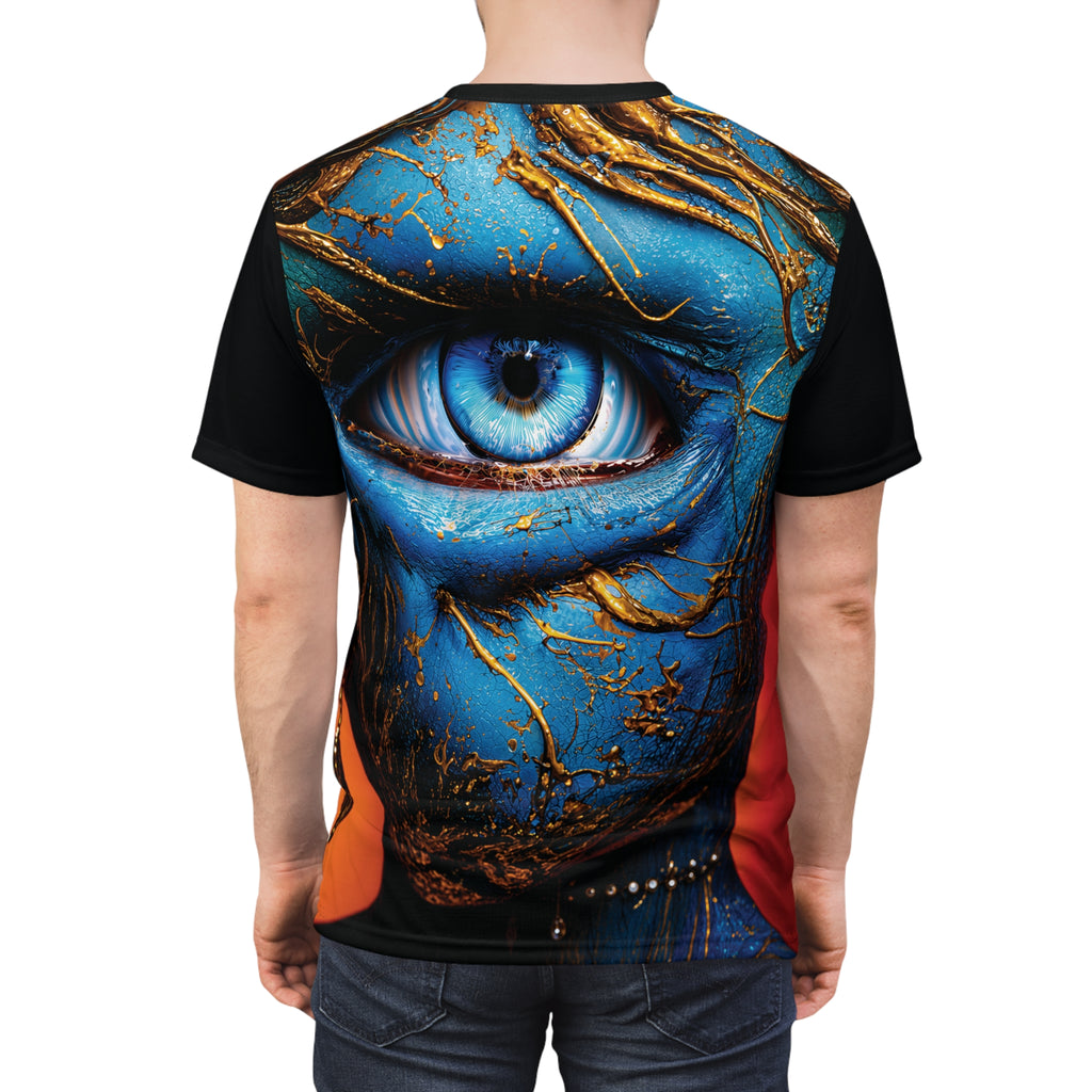 Cut & Sew Opal Blue Eye Art Tee All-Over Print T-Shirt