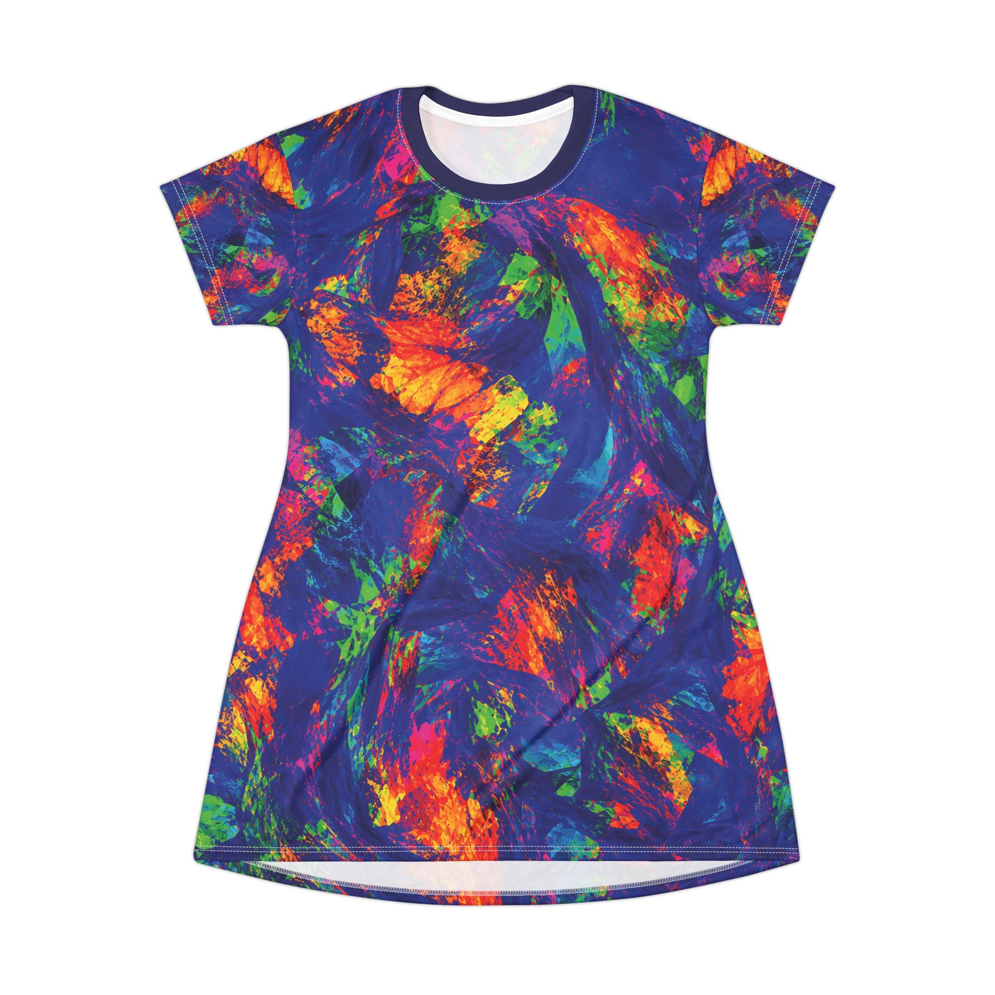 Blue Opal Brushstroke T-Shirt Dress All-Over Print