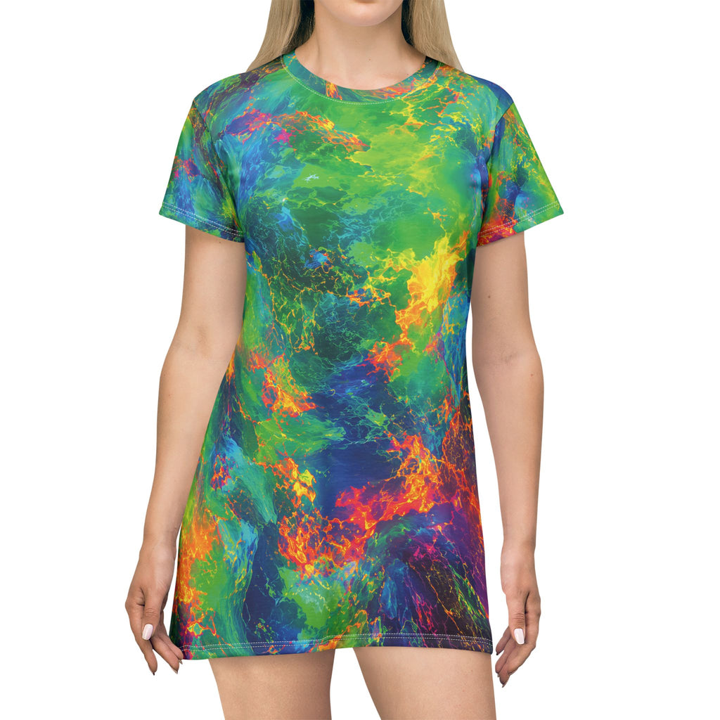 Opal Abstract Nebula Tie-Dye T-Shirt Dress