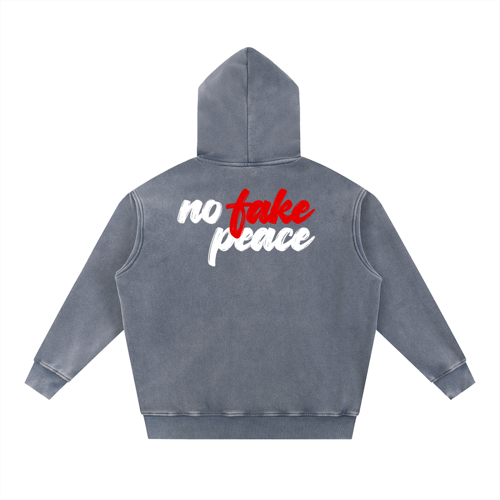 Not Basic Fit Culture Snow Wash Fleece Oversize Hoodie No Fake Peace 67
