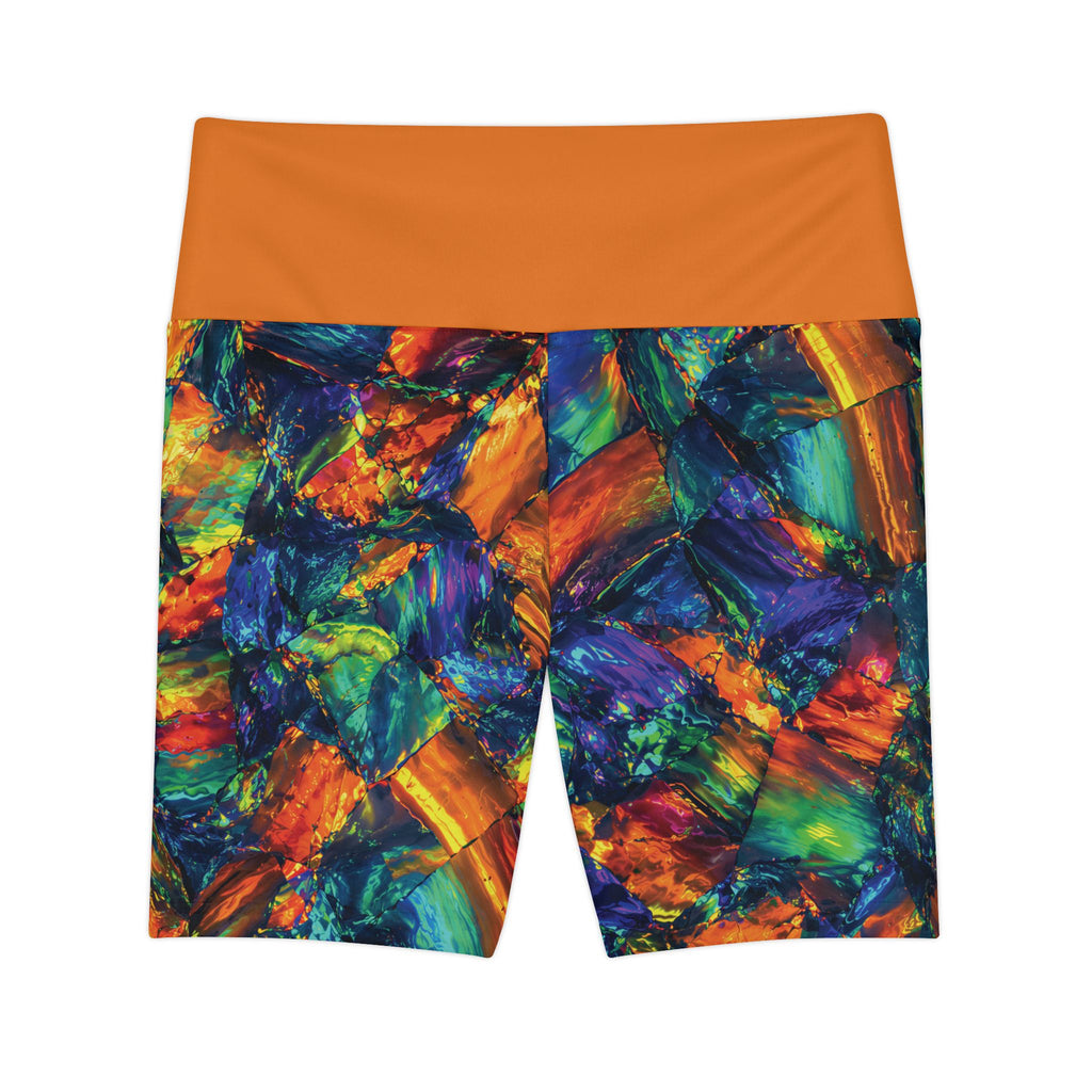 Prism Blaze High-Waist Workout Shorts Athletic Bike Shorts